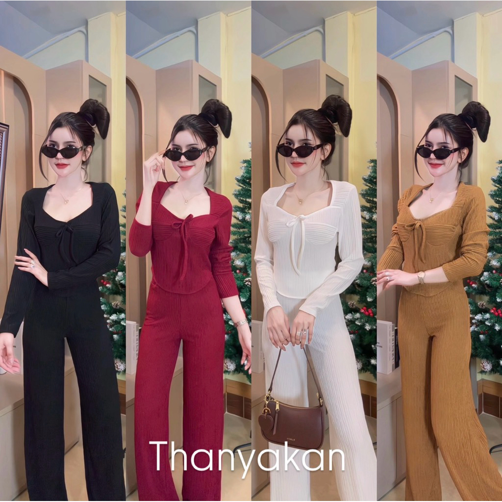 รุ่น 3 Set 2 ชิ้น รุ่นขายดีขายปัง รอบนี้มาแบบแขนยาวเก๋ ผ้ายืดดีเวออร์ สาวอวบใส่ได้รุ่นนี้ แนะนำจ้า