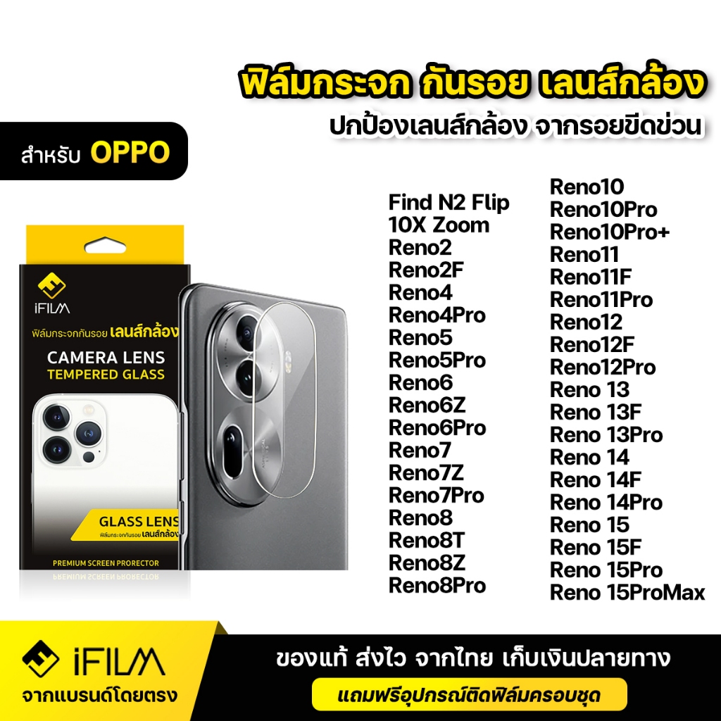 iFILM ฟิล์มกระจก เลนส์กล้อง For OPPO Reno 8T 10 Reno11 12 12F 13 13F Reno14 14F 15 15Pro Max 15F ฟิล์มกล้อง Lens Glass