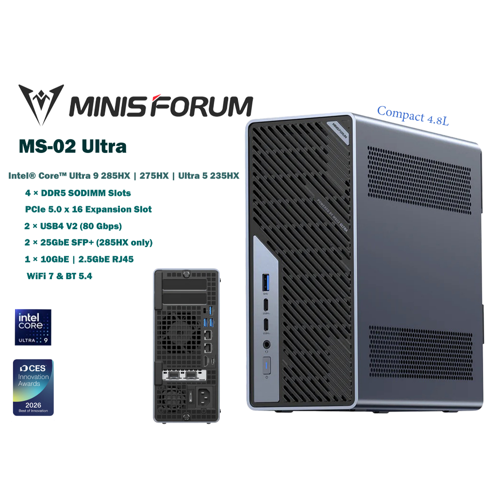 คอมพิวเตอร์ mini Workstation AI Minisforum MS-02 Ultra Performance  Intel Core Ultra 9 285HX | 275HX