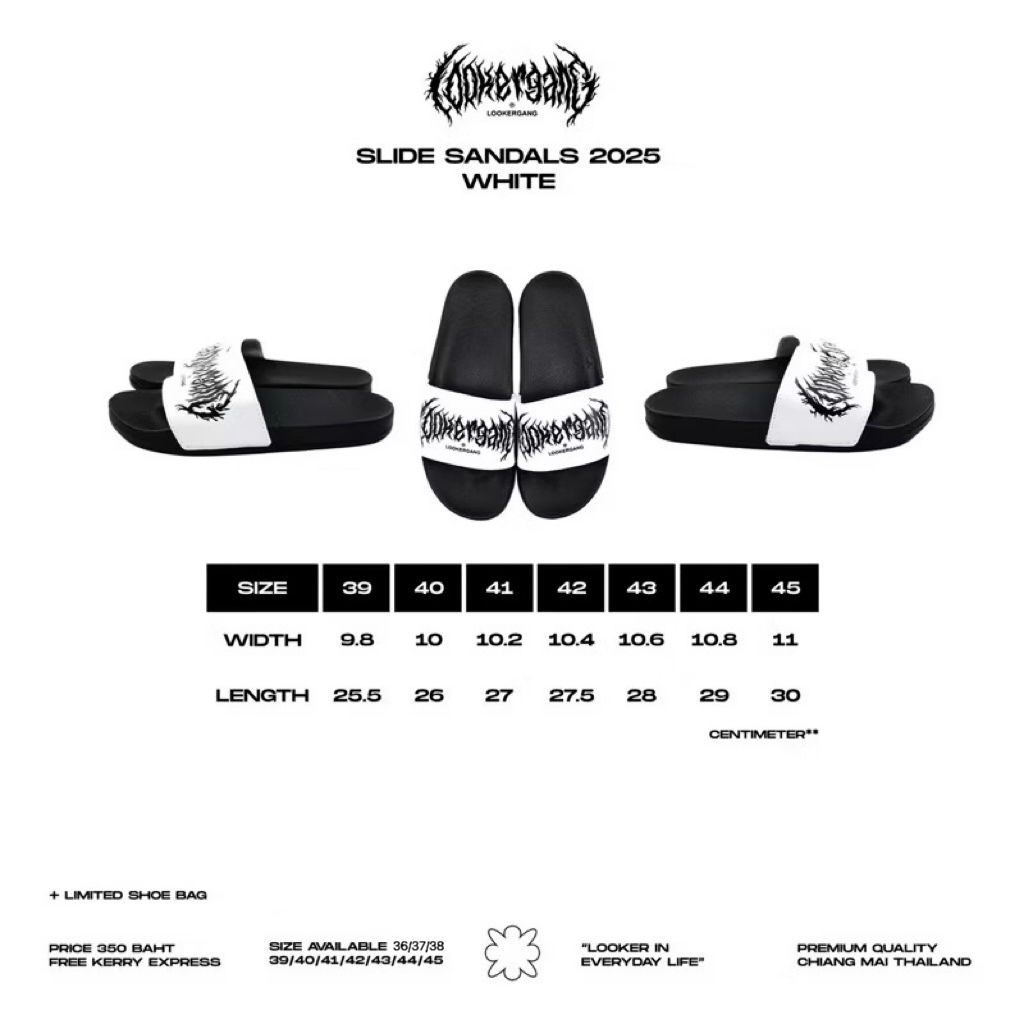 LOOKER-รองเท้าแตะLooker Gang สีขาว ของแท้ ใส่สบาย รองเท้าแตะผู้ชายและผู้หญิง