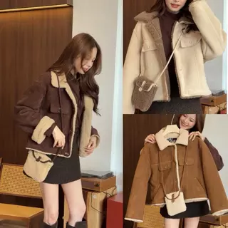 CO0984 TWO-TONE SUEDE FUR JACKET + BAG