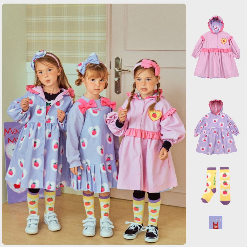 【พร้อมส่ง】「สินค้าลิขสิทธิ์แท้」IRIS KIDS Bebe series IKS33043 Strawberry print windbreaker สไตส์เกาหล