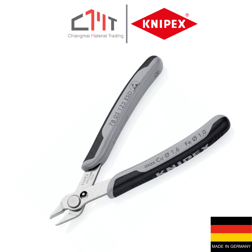KNIPEX คีมตัดเรียบ 5 นิ้ว ด้ามหนา Super Knips INOX No.78 03 125 ESD