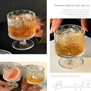 แก้วลายนูนสวยงาม แก้วกาแฟ แก้วไวน์ แก้วน้ำเปล่า แก้วน้ำหวาน ขนาด 225 ml