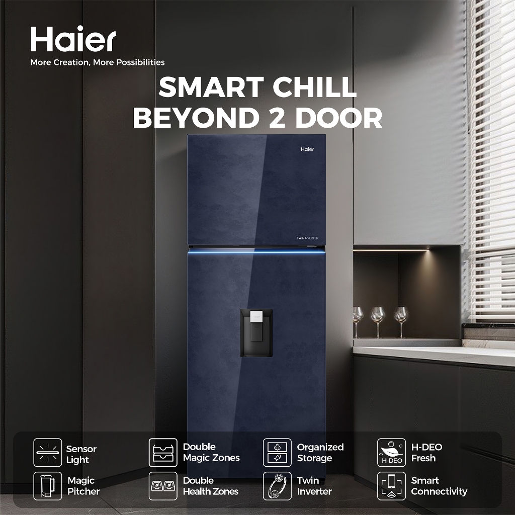Double Doors Refrigerator 16.7 Cubic Inverter (Blue Mirror) HRF-490IWMGU1