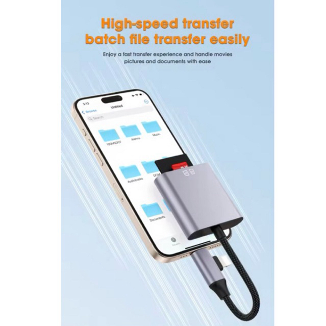 พร้อมส่ง OTG ตัวอ่านการ์ด การ์ดรีดเดอร์ SD CARD READER หัว lightning เชื่อมกับไอโฟน Iphone sd card พร้อมส่งในไทย - รูปที่ 2
