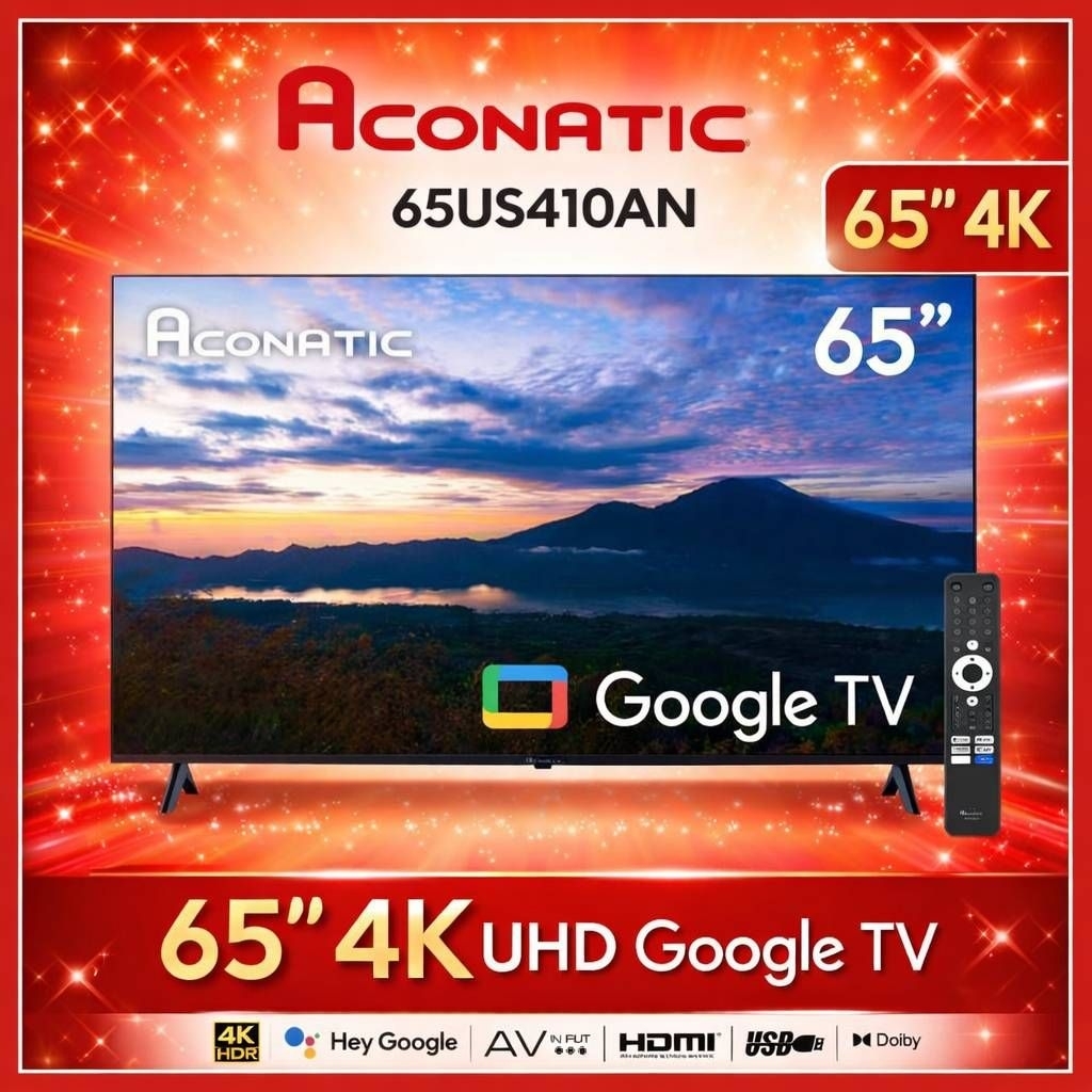 Aconatic ทีวี 65 นิ้ว LED 4K HDR Google TV รุ่น 65US410AN Smart TV สมาร์ททีวี (รับประกัน 3 ปี)