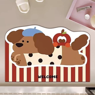COJOYE พรมห้องน้ํา🐶พรมเช็ดเท้าลายการ์ตูน 50x80cmแผ่นดูดซับโคลนไดอะตอม กันลื่น PU-แห้งไ
