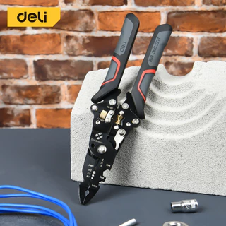 Deli คีมปอกสายไฟ คีมปอกสายไฟ 27 in 1 อเนกประสงค์ ใบมีดเหล็ก 4CR13 มืออาชีพ Wire Stripper
