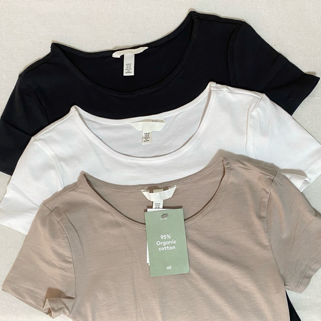 เสื้อยืด H&M Set 3-PACK T-SHIRT ( XS )