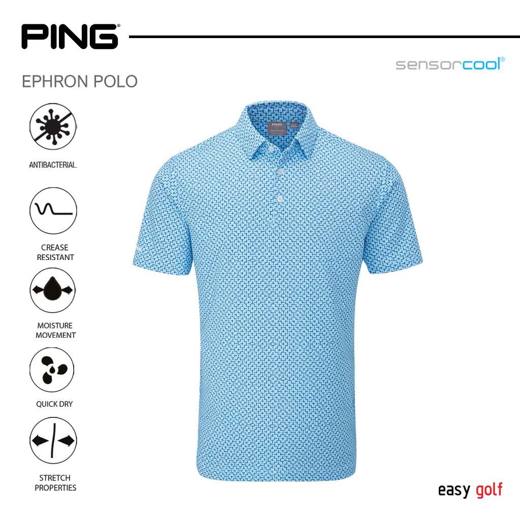 PING EPHRON  POLO  PING MEN'S POLO เสื้อกีฬากอล์ฟผู้ชาย