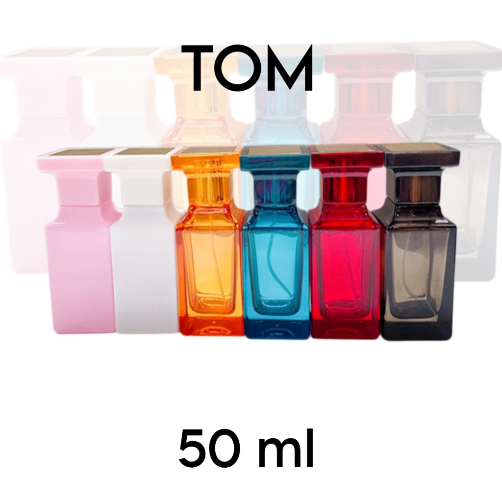 ขวดน้ำหอมสเปรย์ รุ่น Tom ทอม (ขวดเปล่า) 50 ml- ชมพู/ขาว/ส้ม/ฟ้า/แดง/ดำ