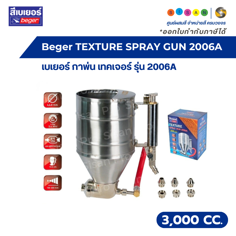 Beger TEXTURE SPRAY GUN 2006A เบเยอร์ กาพ่น เทคเจอร์ รุ่น 2006A  ขนาด 3,000 cc.