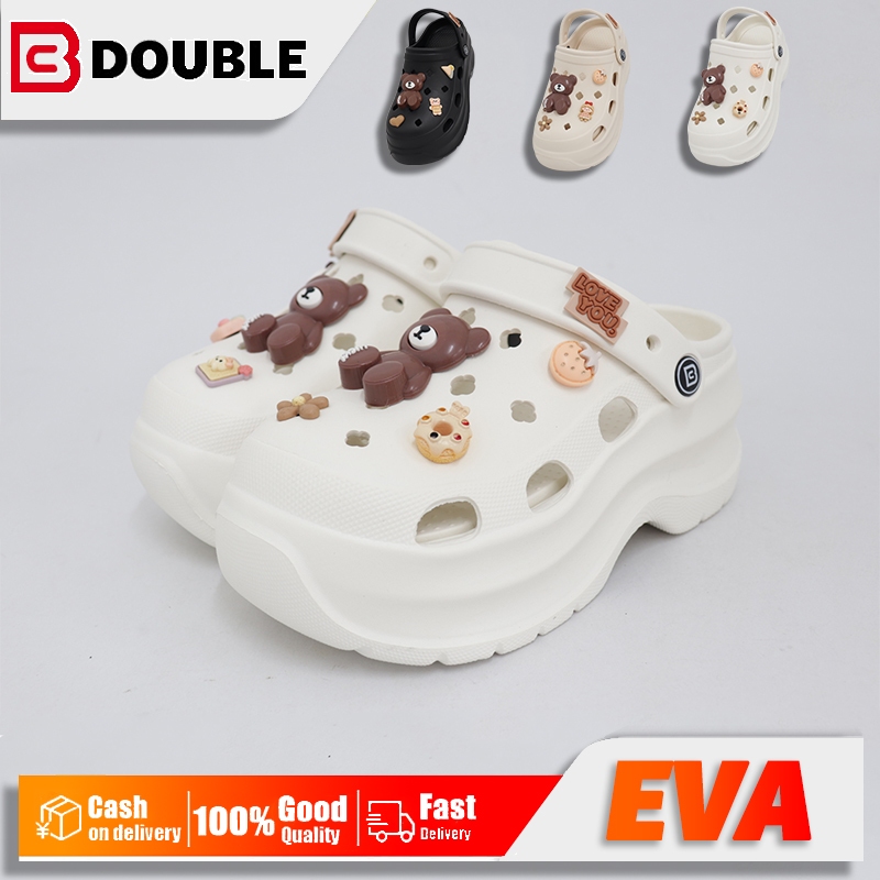 BB Double EVA รองเท้าผู้หญิง 2026 ใหม่ฤดูร้อนหนาแต่เพียงผู้เดียวสนับสนุนซุปเปอร์ดูดีท่องเที่ยวรองเท้าชายหาด คุณภาพดี ราค