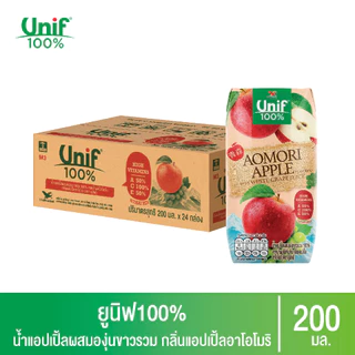 [ยกลัง 24 กล่อง] Unif 100% ยูนิฟ น้ำแอปเปิ้ล อาโอโมริ 200 มล.