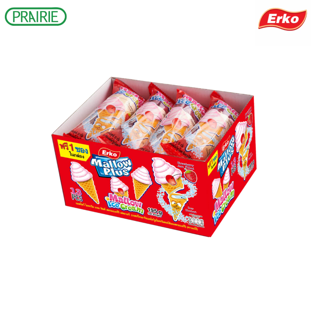 เออโก้ แมลโลว์ ไอศกรีม สตรอ 15ก.12+1 / Erko Mallow Ice Cream Strawberry15g.12+1