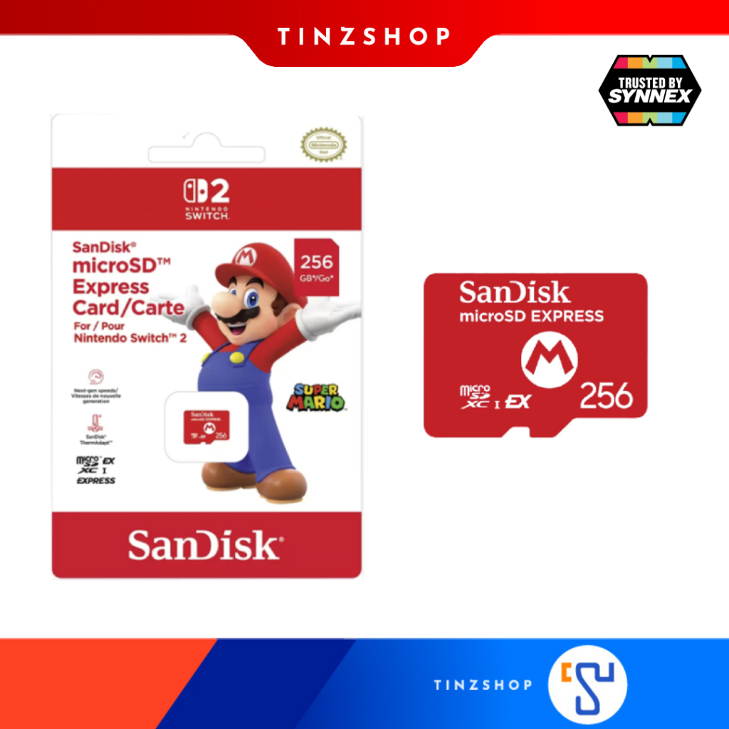 [ส่งด่วน] [Synnex] SanDisk Micro SD Card Express 256GB Mario For Switch2 ประกัน LifeTime (PCIe NVMe Memory Card)