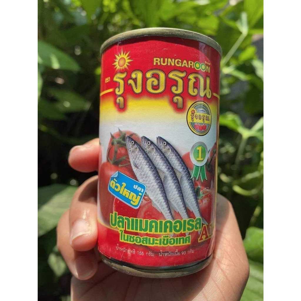 ปลากระป๋องตรารุ่งอรุณ ปลาแมคเคลเรลในซอสมะขือเทศ 1แพคมี10กระป๋อง ของผลิตใหม่
