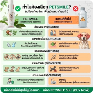 Petsmile น้ำยาเช็ดหูสุนัข เช็ดหูหมาสูตรสัตวแพทย์ ลดกลิ่นเหม็น ออร์แกนิกLongevity by Doctor Chopetch