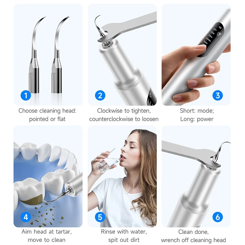 MeeGoo เครื่องขูดหินปูนอัลตราโซนิก เครื่องขูดหินปูน ที่ขูดหินปูน กันน้ำ IPX6 ทำความสะอาด 5 โหมด thumbnail 10