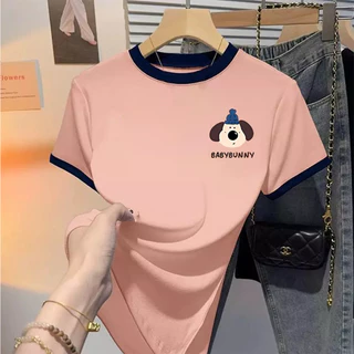 ✨【จัดส่งภายใน 24 ชั่วโมง】ลายการ์ตูน เสื้อยืดผู้หญิง เสื้อยืดแขนสั้นคอกลม oversize แฟชั่นเกาหลี ใส่สบาย