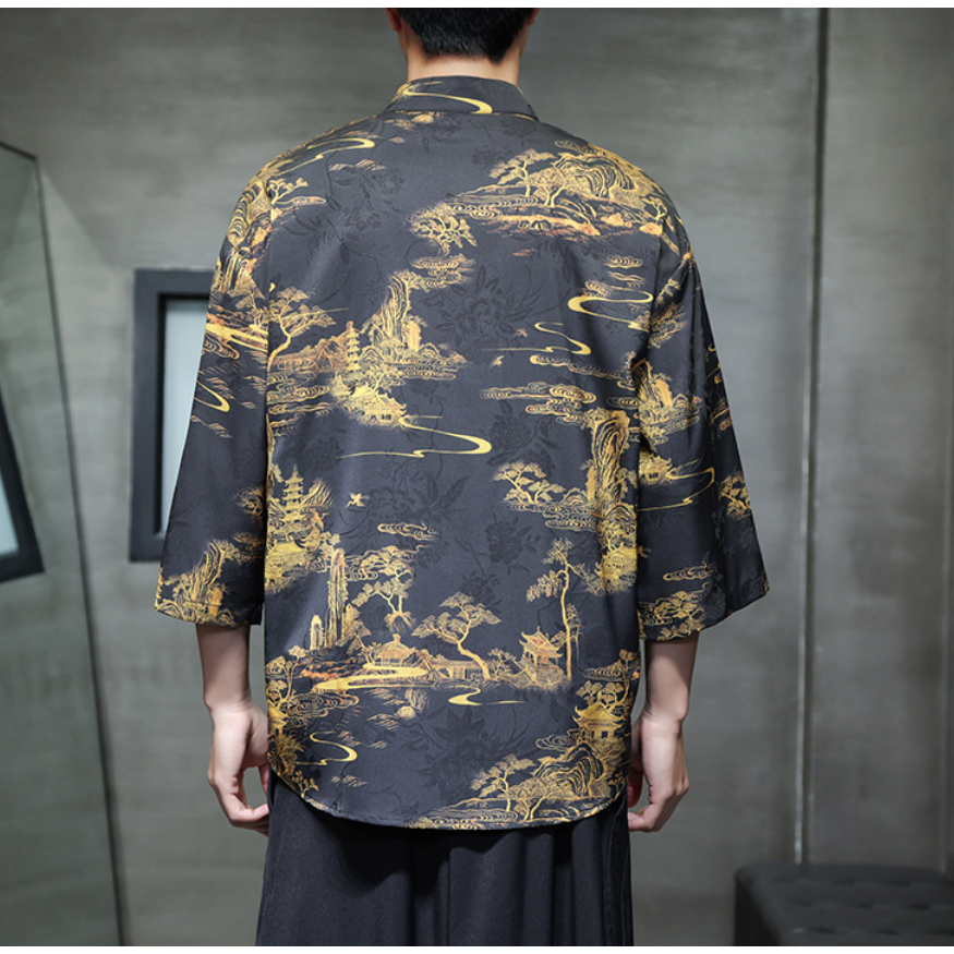 MTS014เสื้อจีนผู้ชายแขนสั้นพร้อมส่งในไทย เสื้อผู้ชายราคาถูก เสื้อใส่เที่ยว อาเซียน เสื้อตรุษจีน - รูปที่ 5