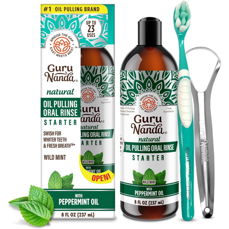 น้ำยาบ้วนปาก Guru Nanda Natural Whitening Pulling Oil - Coconut + Mint