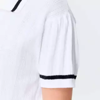Janesuda x Wakingbee Ivy Knit เสื้อโปโล ผ้าทอพิเศษ นุ่ม ใส่สบาย ตกแต่งลายทาง ทรงสวย ใส่ตีกอล์ฟ ตีเทนนิส