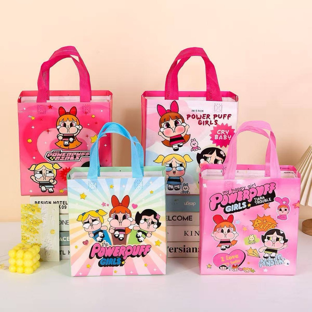 🔥พร้อมส่ง🔥 กระเป๋าถือ กระเป๋าฟาง ลายการ์ตูน ถุงผ้าไม่ทอ ผ้าสปันบอนด์ ถุงหิวช้อปปิ้ง น่ารักๆ ของแจก