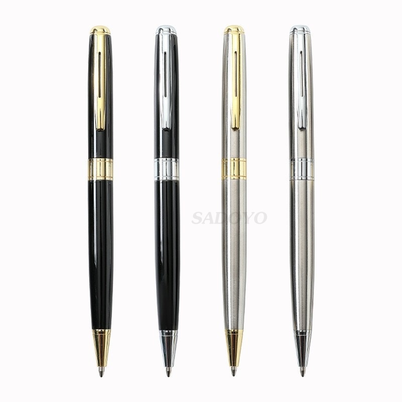 ปากกาลูกลื่น หมึกสีน้ำเงิน 0.7 มม. แบบหมุน ด้ามโลหะ หมึกเข้ม จับถนัดมือ สามารถเปลี่ยนไส้ได้#pen