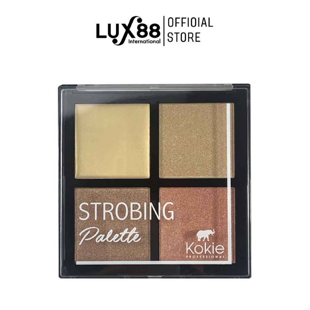 Kokie Strobing Palette 21g ไฮไลท์พาเลท 4 หลุม (ได้ทั้งไฮไลท์และปัดแก้ม) ให้ผิวฉ่ำโกลว ถ่ายรูปขึ้น
