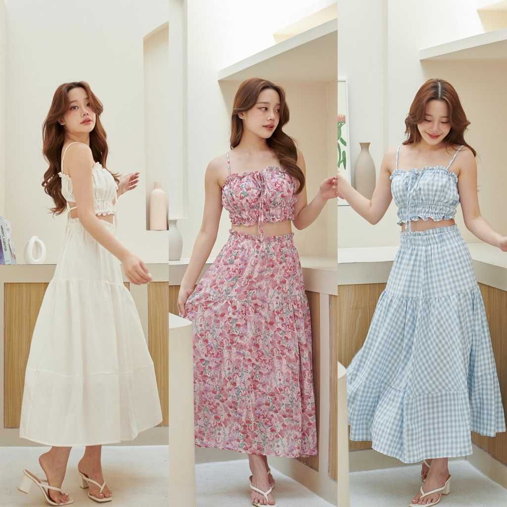 VIOLETTA ชุดเซ็ทสายเดี่ยว กระโปรงยาว รุ่น BLOSSOM SET