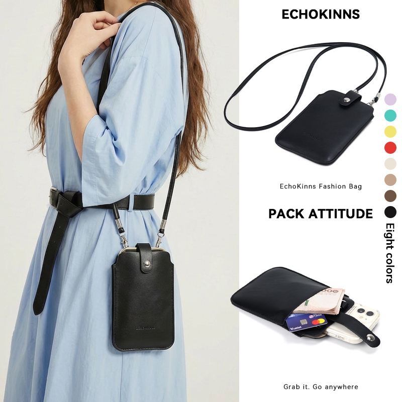 กระเป๋าใส่มือถือผู้หญิง กระเป๋าสะพายข้าง มินิมอล แฟชั่น 9 สี หนังPU นุ่ม พกพาสะดวก น้ำหนักเบา