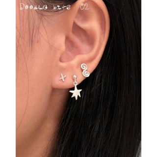 (stud earrings) : DOODLE BITS#02 COLLECTION STUD EARRINGS SILVER925 / ต่างหูปักก้านเงินแท้ (ราคาต่อข้าง) | YOUR WISHLIST