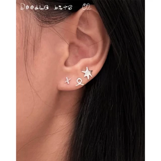 (stud earrings) : DOODLE BITS#02 COLLECTION STUD EARRINGS SILVER925 / ต่างหูปักก้านเงินแท้ (ราคาต่อข้าง) | YOUR WISHLIST