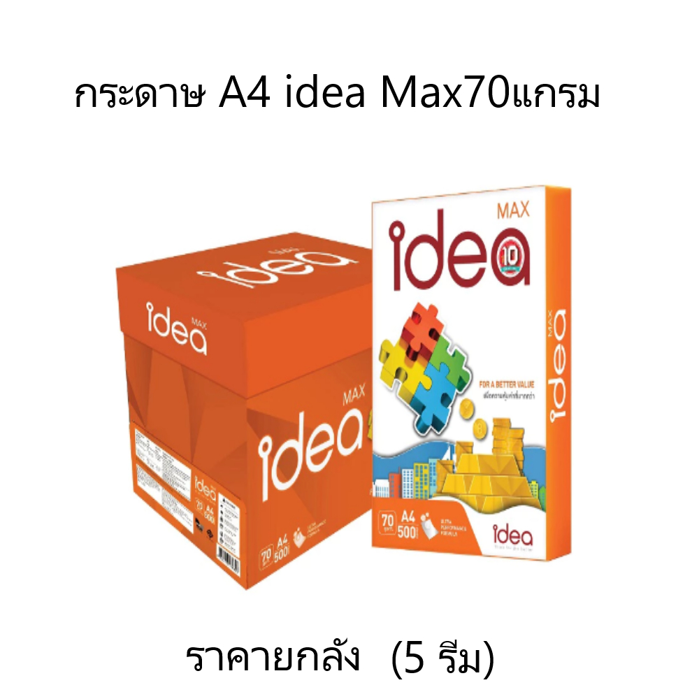 (ยกลัง)..กระดาษ A4 idea Max70แกรม (1ลังมี 5รีม)