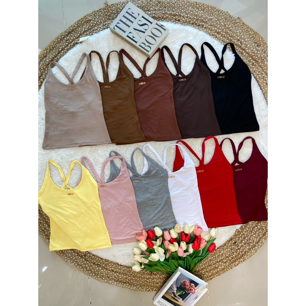 mnv_shop  งานมาใหม่นะคะ  สายเดี่ยวสายไขว่หลัง เราย่อนเกรดA  ผ้าหนา   ผ้าเย็บ2ชั้น ทั้งตัว  ติดอะไหล่LB