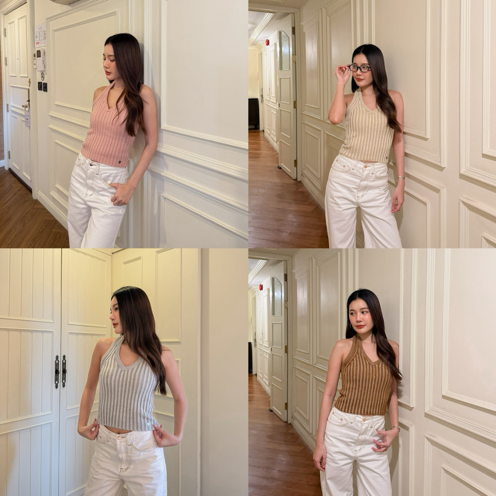 (พร้อมส่ง) Wangjai- Lovery Top(เสื้อไหมพรมคล้องคอ แต่งโลโก้อะไหล่ wangjai หัวใจน่ารักมาก)