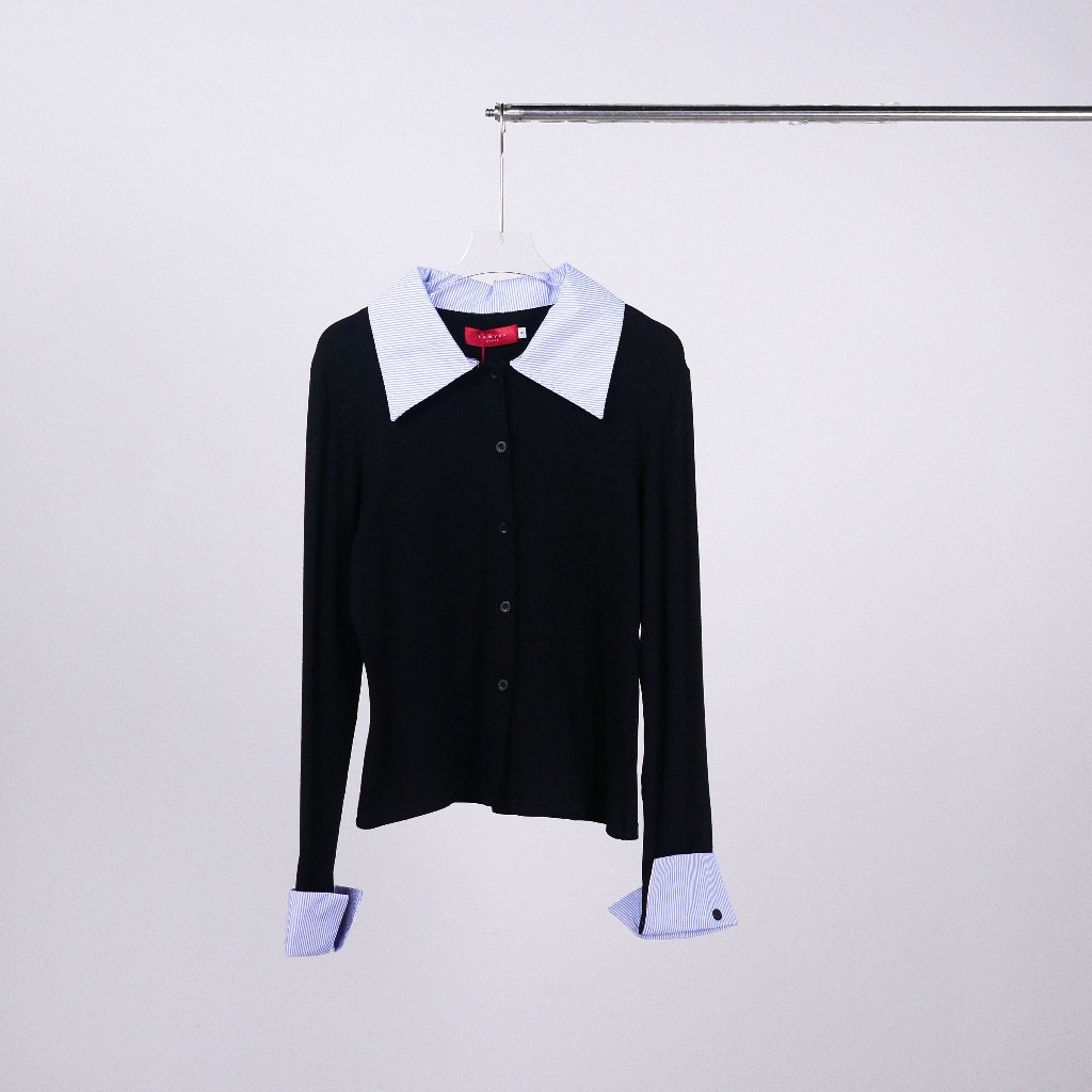 Lawyer Store | [725289] เสื้อคอปกแขนยาว ทูโทน เนื้อผ้ายืดได้ กระดุมใช้งานได้จริง ดีเทลผ้า นุ่มๆ ฟูๆ เสื้อแขนยาว เสื้อผู้ - รูปที่ 5