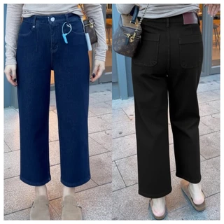 Beautified กางเกงยีนส์ยืดหยุ่น 9 ส่วน มี 2 สี สวมใส่สบาย เอวสูงช่วยให้ดูเพรียว#Jeans