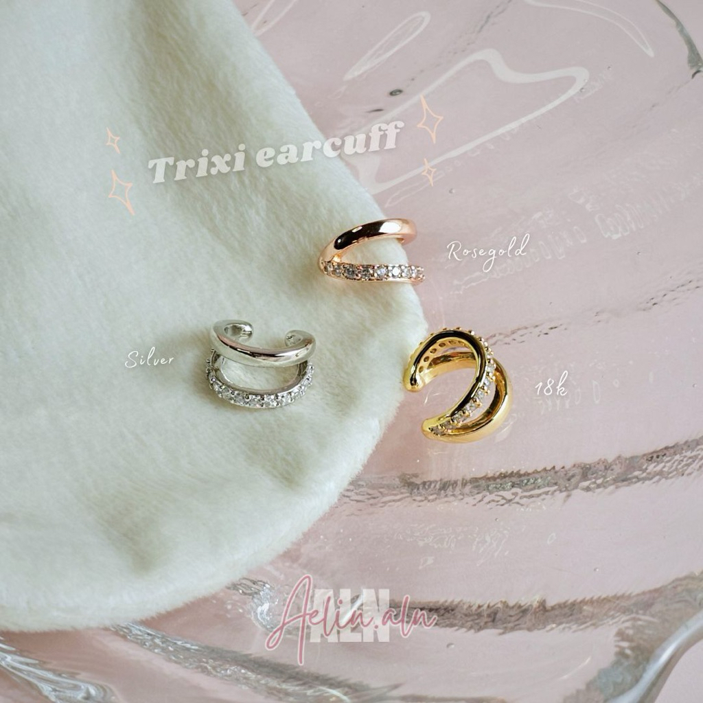 Trixi earcuff - Aelin.ALN ต่างหูแบบหนีบ ไม่เจาะหูใส่ได้ปรับขนาดได้ 1ชิ้น ปรับขนาดได้ #EC6-5