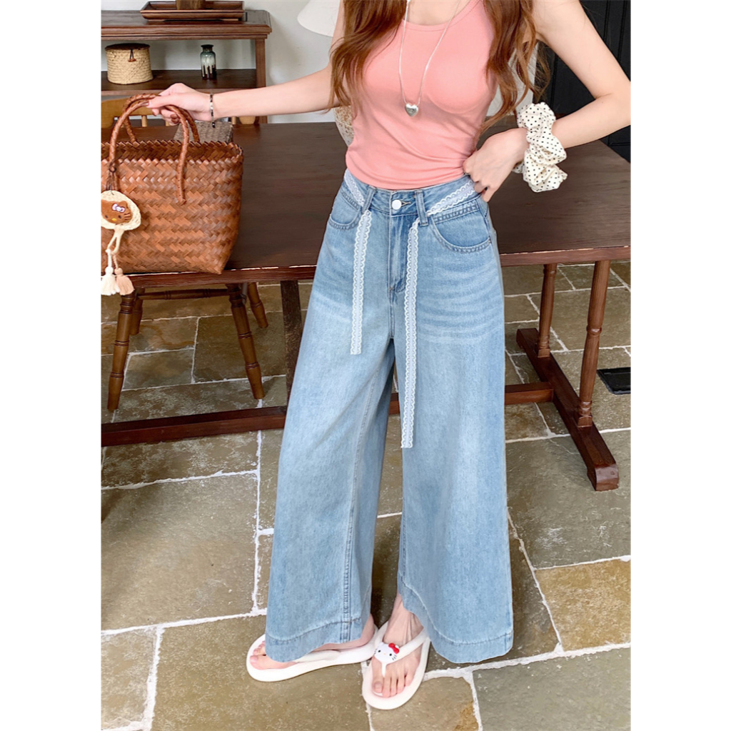 💙Rosy🤍กางเกงยีนส์เอวสูง กางเกงกระบอก ขากว้าง ขาสั้น9ส่วน สไตล์ลำลอง เเมชท์ง่าย - รูปที่ 3