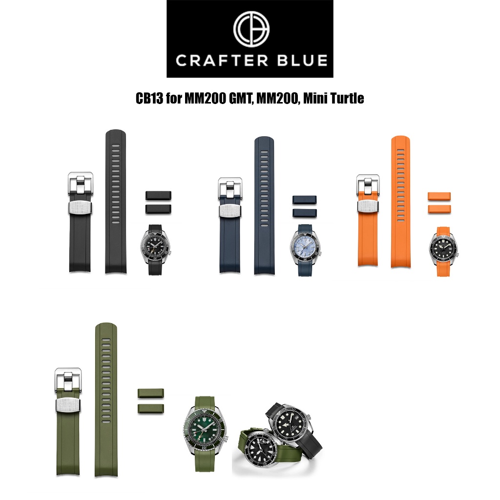 สายนาฬิกาแบบยางรุ่น Crafter Blue CB13 for MM200, MM200GMT, Mini Turtle