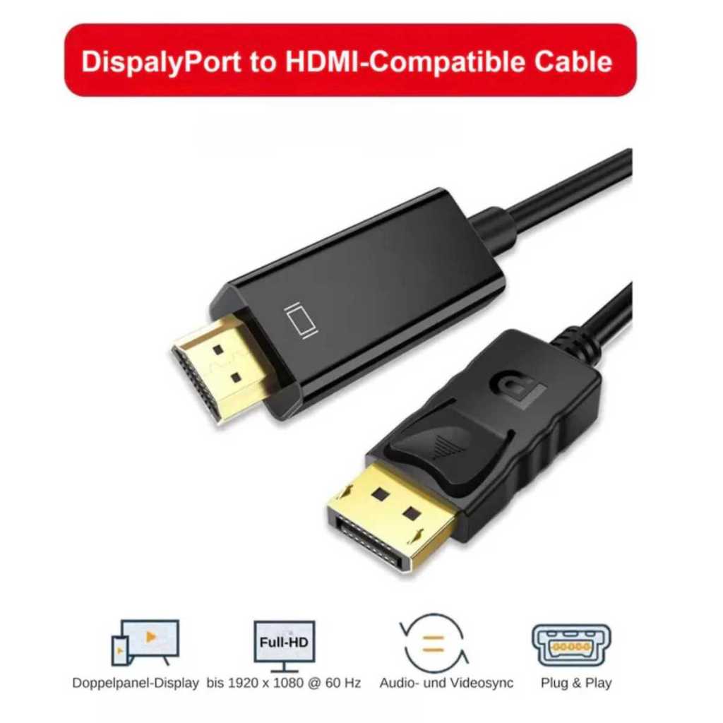 สาย DP to HDMI รองรับ 4K ภาพคมชัดระดับสูง ยาว 1 เมตร สายต่อจอ สายจอมอนิเตอร์ Video Cable PC Monitor - รูปที่ 2