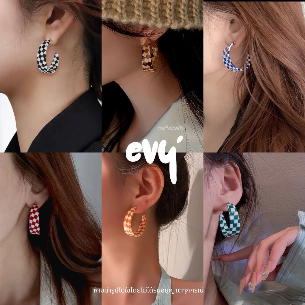 🔥พร้อมส่ง🔥 ต่างหูก้านเงิน 92.5% ต่างหูแฟชั่นหลากสี ต่างหูสีสัน