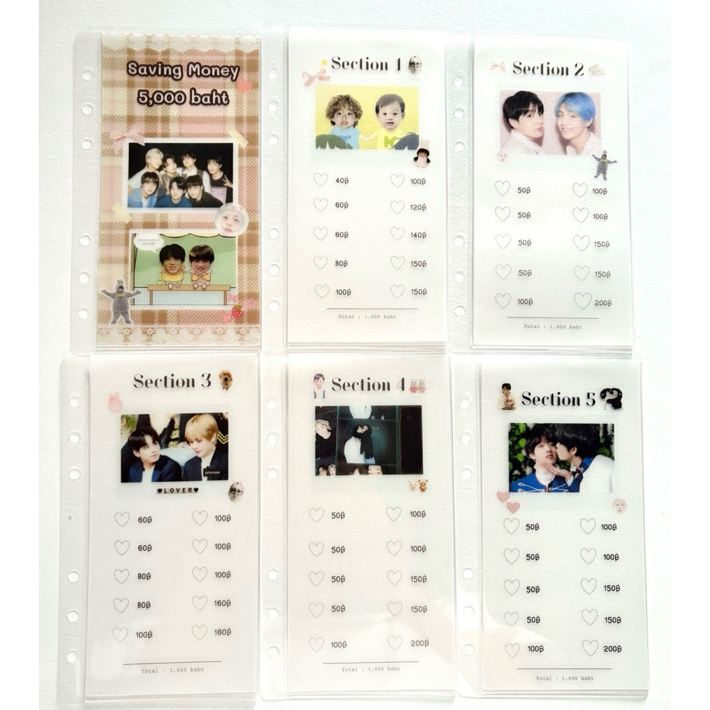 สมุดออมเงิน week 1-5 / Mon-Sun (ลูกค้าออกแบบเอง)