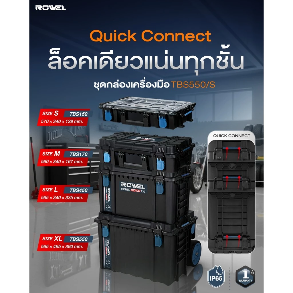 ROWEL ชุดกล่องเก็บเครื่องมือพร้อมรถเข็น รุ่น TBS550/S