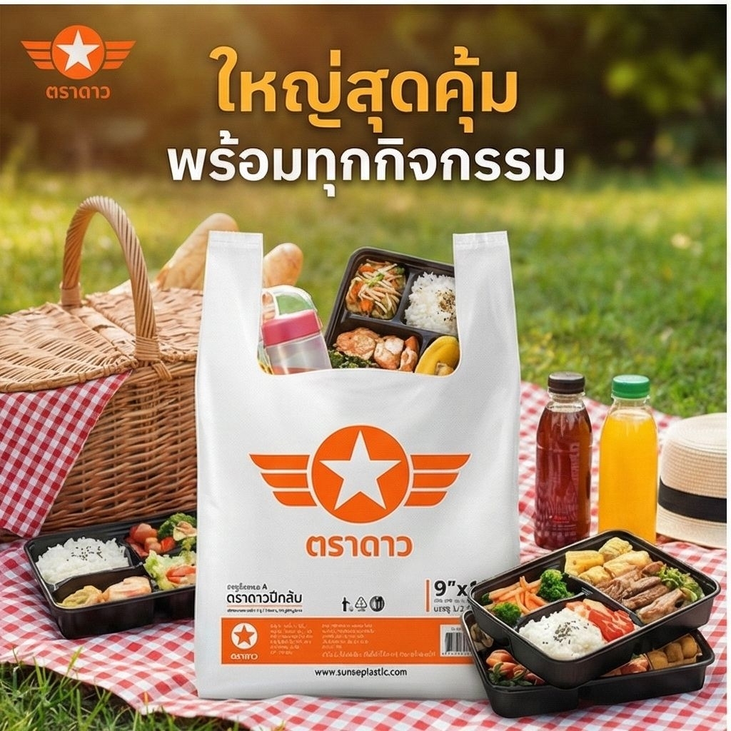 ♻️Sunee ถุงพลาสติก เกรด A ตราดาวปีกส้ม HDPE 1/2 กิโลกรัม.♻️ - รูปที่ 3