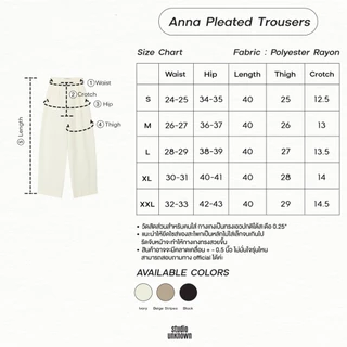 STUDIO UNKNOWN - SS26 Anna Pleated Trousers กางเกงพลีทตกแต่งกระดุมปรับระดับช่วงเอว