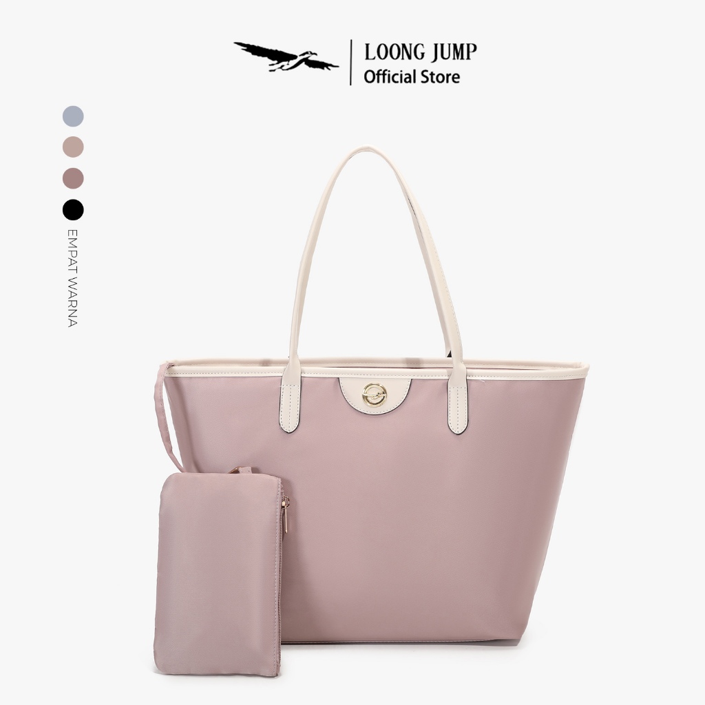 LOONG JUMP กระเป๋าสะพายไหล่ ผ้าแคนวาส สไตล์เรียบง่าย สําหรับผู้หญิง กระเป๋าถือขนาดใหญ่